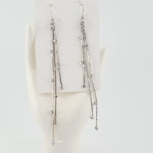 Silver Crystal Dangle Drop Earrings Womens French Wire Rhinestone Nature